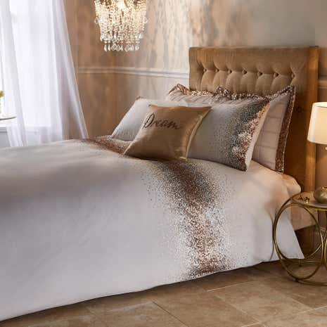 Luna Ombre Sequin Champagne Duvet Cover and Pillowcase Set