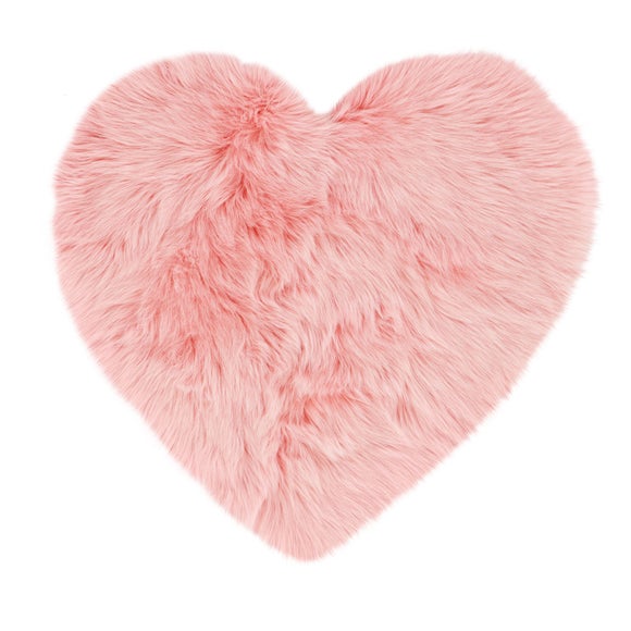 Faux Sheepskin Pink Heart Rug