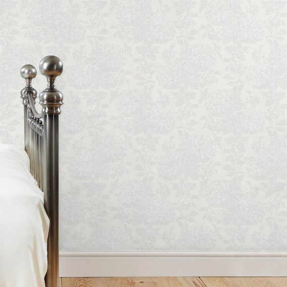 Dorma White Hydrangea Wallpaper