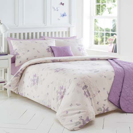Spray Butterfly Pink Duvet Cover and Pillowcase Set