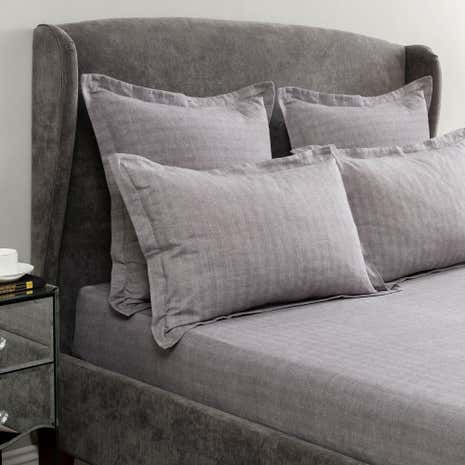 Hotel Herringbone Grey 32cm Fitted Sheet