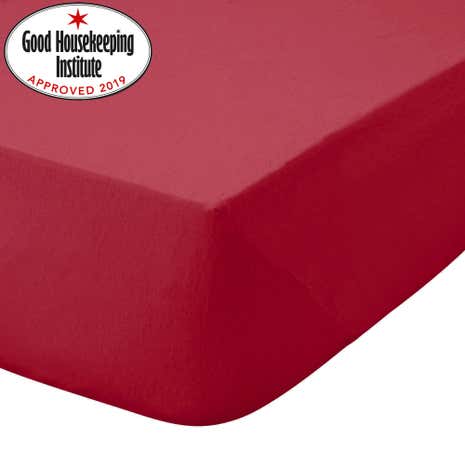 Kids Non Iron Plain Dye Red Fitted Sheet