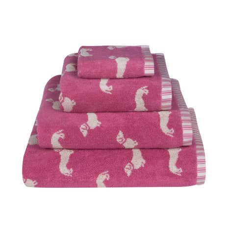 Emily Bond Pink Dachshund Cotton Towel