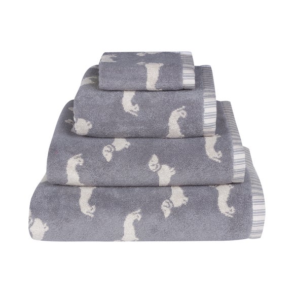 Emily Bond Grey Dachshund Cotton Towel