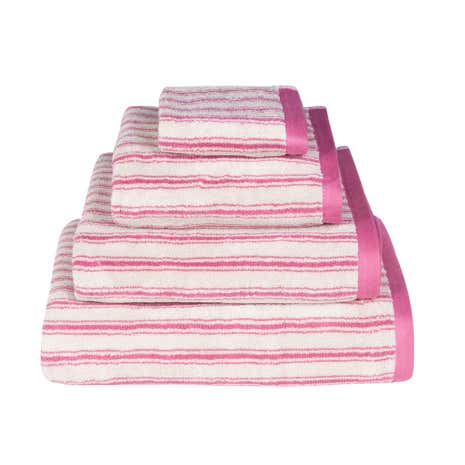 Emily Bond Pink Ticking Stripe Cotton Towel