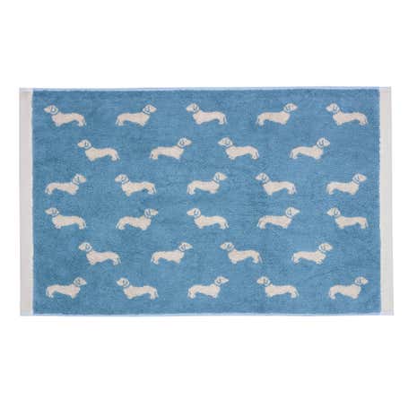 Emily Bond Blue Dachshund Cotton Bath Mat