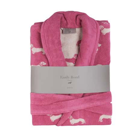 Emily Bond Pink Dachshund Cotton Bathrobe