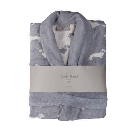 Emily Bond Grey Dachshund Cotton Bathrobe