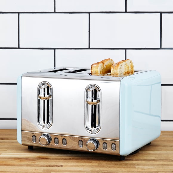 Dunelm Duck Egg Blue 4 Slice Toaster