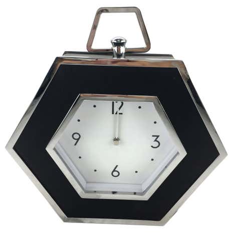 5A Fifth Avenue Black Faux Leather Mantle Clock