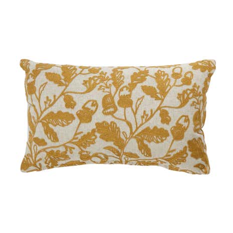 Moira Ochre Oak Leaf Embroidered Cushion