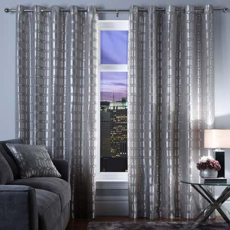 5A Fifth Avenue Lexington Geo Silver Eyelet Curtains