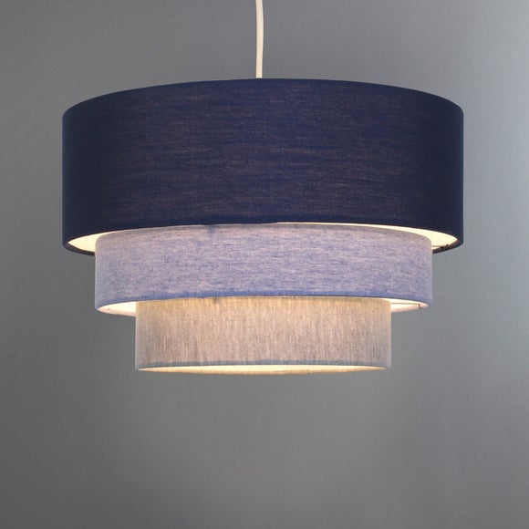 3 Tier Blue Grey Denim Pendant Shade