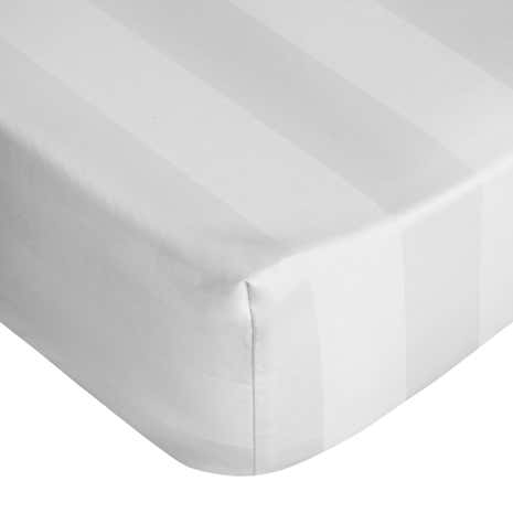 5A Fifth Avenue Egyptian Cotton 300 Thread Count Stripe White Fitted Sheet
