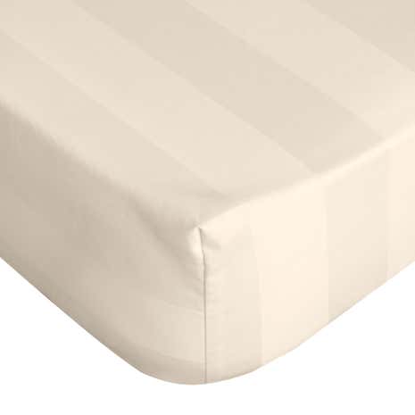 5A Fifth Avenue Egyptian Cotton 300 Thread Count Stripe Cream Fitted Sheet