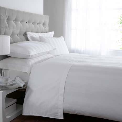 5A Fifth Avenue Egyptian Cotton 300 Thread Count Stripe White Duvet Cover