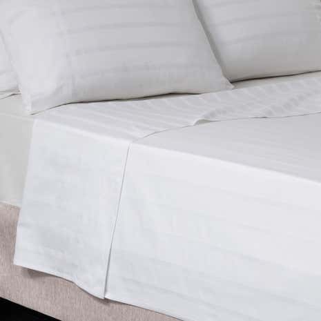 5A Fifth Avenue 100% Cotton 300 Thread Count Herringbone White Flat Sheet