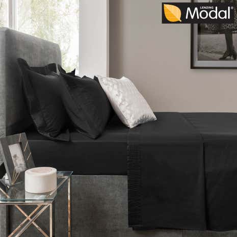 5A Fifth Avenue 300 Thread Count Modal Black Flat Sheet