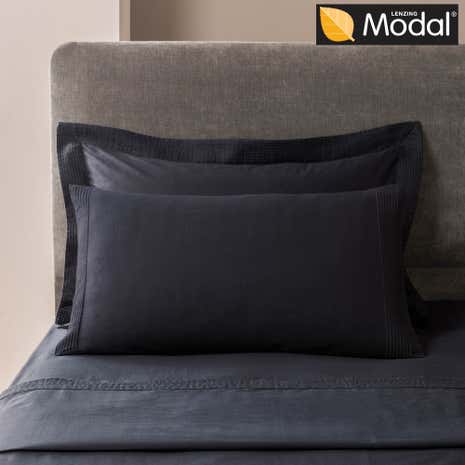 5A Fifth Avenue Modal Navy Pintuck Cuffed Housewife Pillowcase Pair