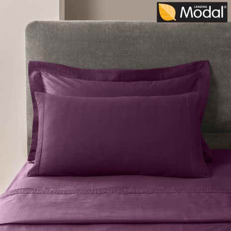 5A Fifth Avenue Modal Plum Pintuck Cuffed Housewife Pillowcase Pair