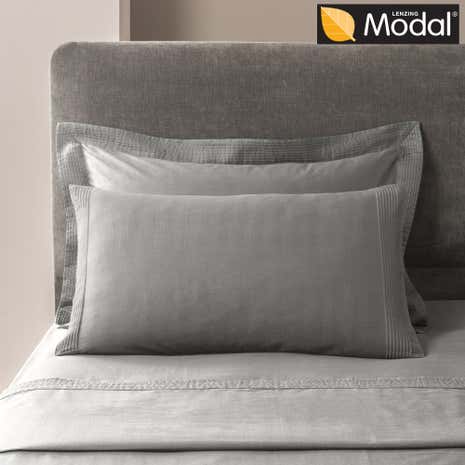 5A Fifth Avenue Modal Platinum Pintuck Cuffed Housewife Pillowcase Pair