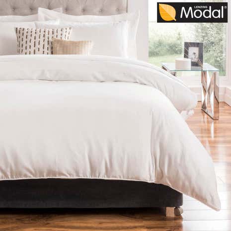 5A Fifth Avenue Modal White Pintuck Duvet Cover