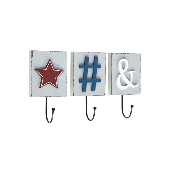 Letter Press Set of 3 Wall Hooks