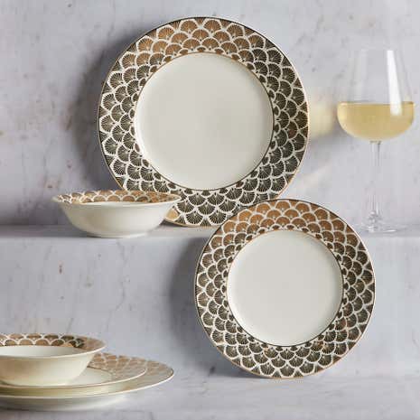 Dinner Sets Tableware Dinnerware Dunelm 5a Fifth Avenue Bergen Gold 12 Piece Dinner Set
