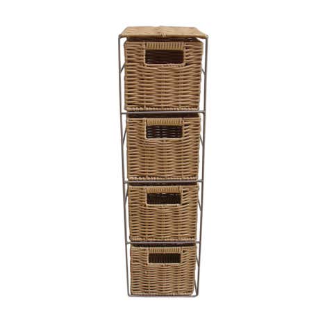 Four Tier Natural Bathroom Storage Tower