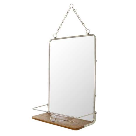 Keepers Lodge Satin Nickel Mirror with Shelf