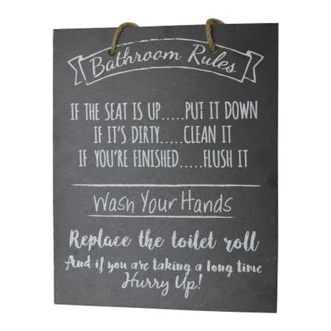 Bathroom Rules Slate Plaque