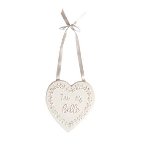 Maison White Heart Ceramic Plaque
