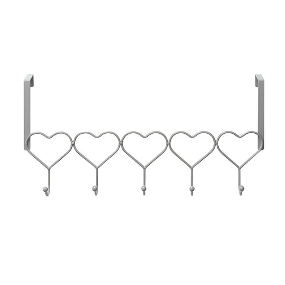 Heart Grey Over the Door Hooks