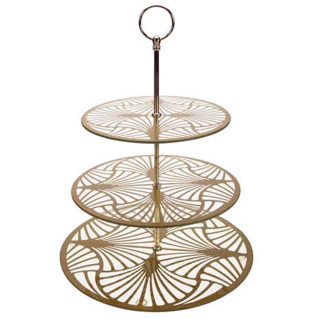 5A Fifth Avenue Bergen 3 Tier Gold Glass Cake Stand