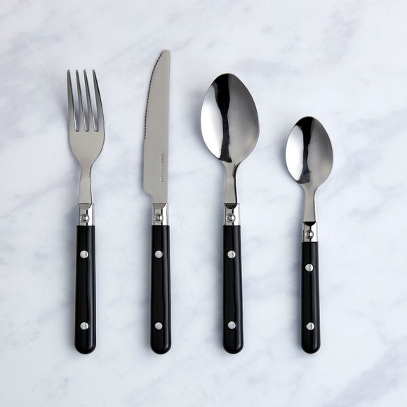 Essentials Black Handle 20 Piece Cutlery Set