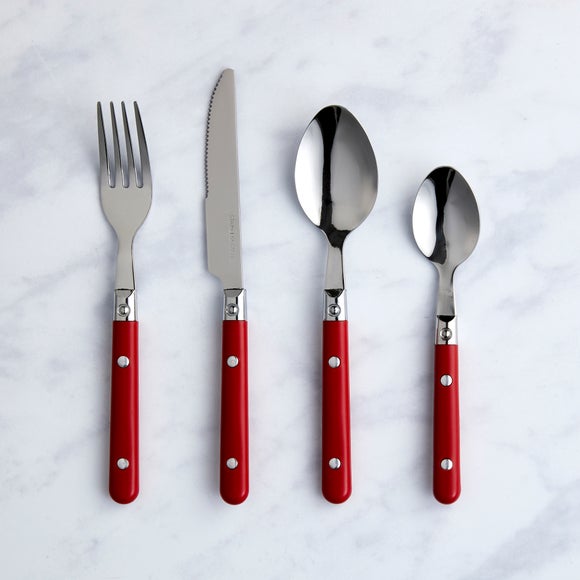 Essentials Red Handle 20 Piece Cutlery Set