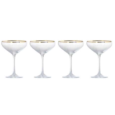 5A Fifth Avenue Pack of 4 Gold Rim Champagne Saucer