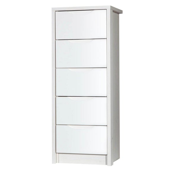 Avola Cream Gloss 5 Drawer Tallboy