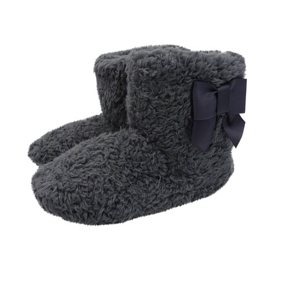Teddy Bear Charcoal Slipper Boots