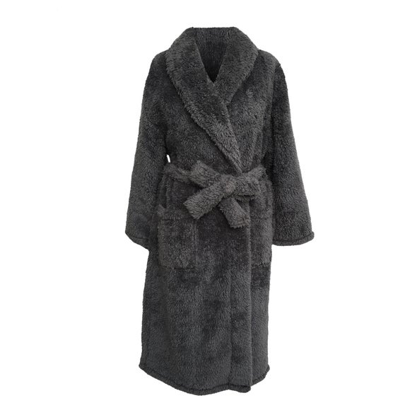 Teddy Bear Ladies Charcoal Bathrobe