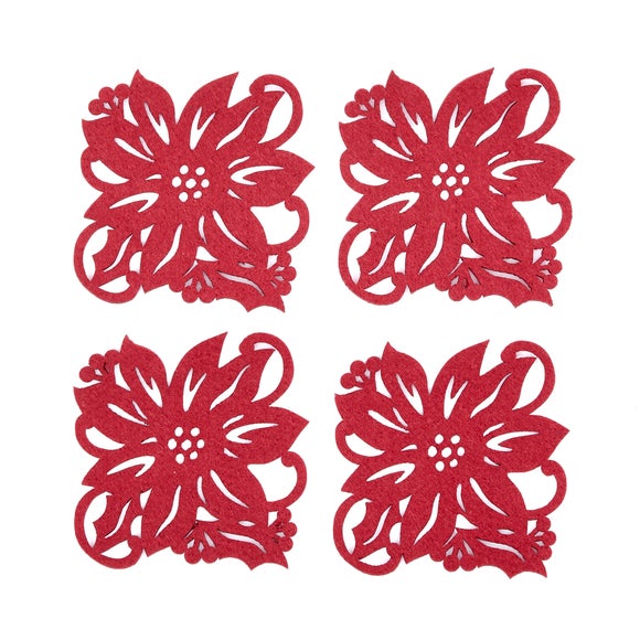 Pack of 4 Poinsettia Coasters
