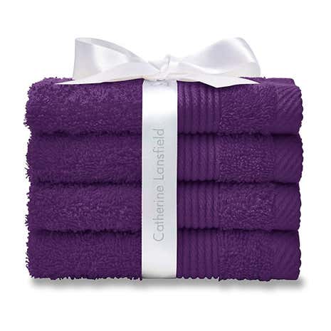 Catherine Lansfield Plum Home Set of 4 Face Cloths