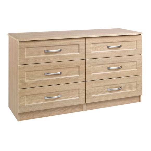 Staccato Oak 6 Drawer Wide Chest