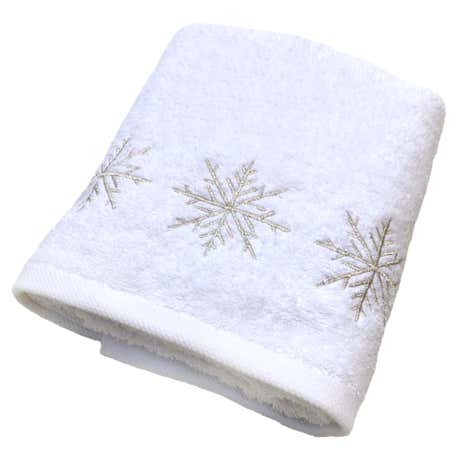 Snowflake Embroidered White Christmas Hand Towel