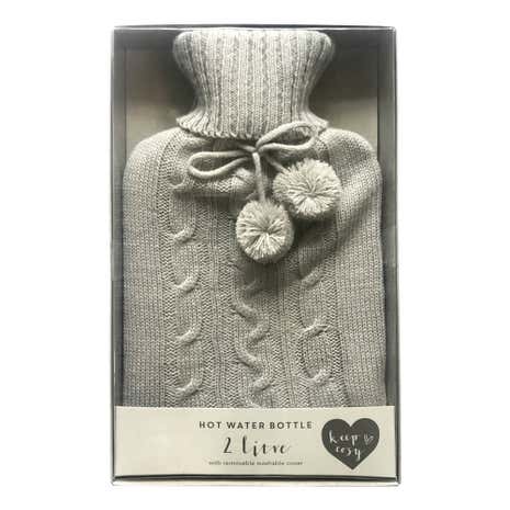 Knitted Hot Water Bottle Grey