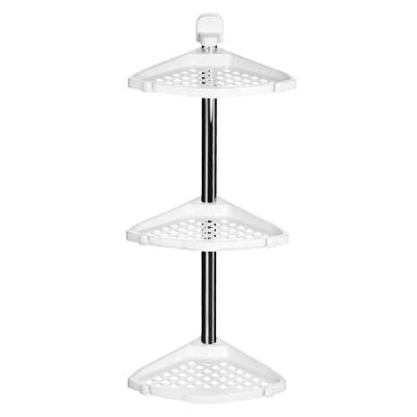 White Aluminium Corner Shelf Unit with Adjustable Shelves