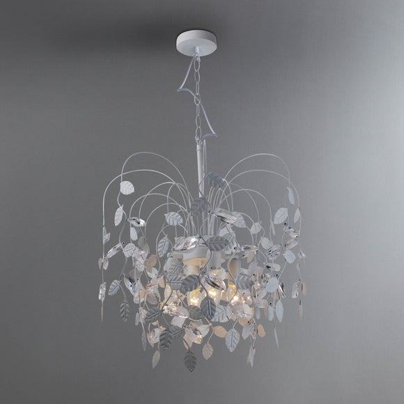 Kassel White Leaf 4 Light Ceiling Fitting