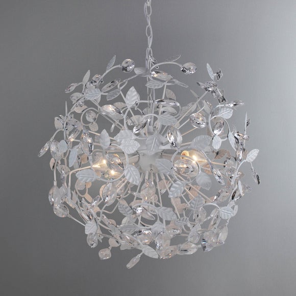 Kassel White Leaf 4 Light Ceiling Fitting