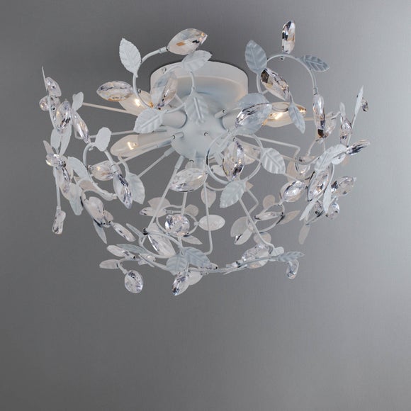 Kassel White Leaf 4 Light Flush Fitting