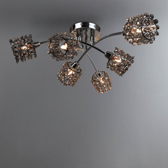 Jaimee Smoke 6 Light Ceiling Fitting